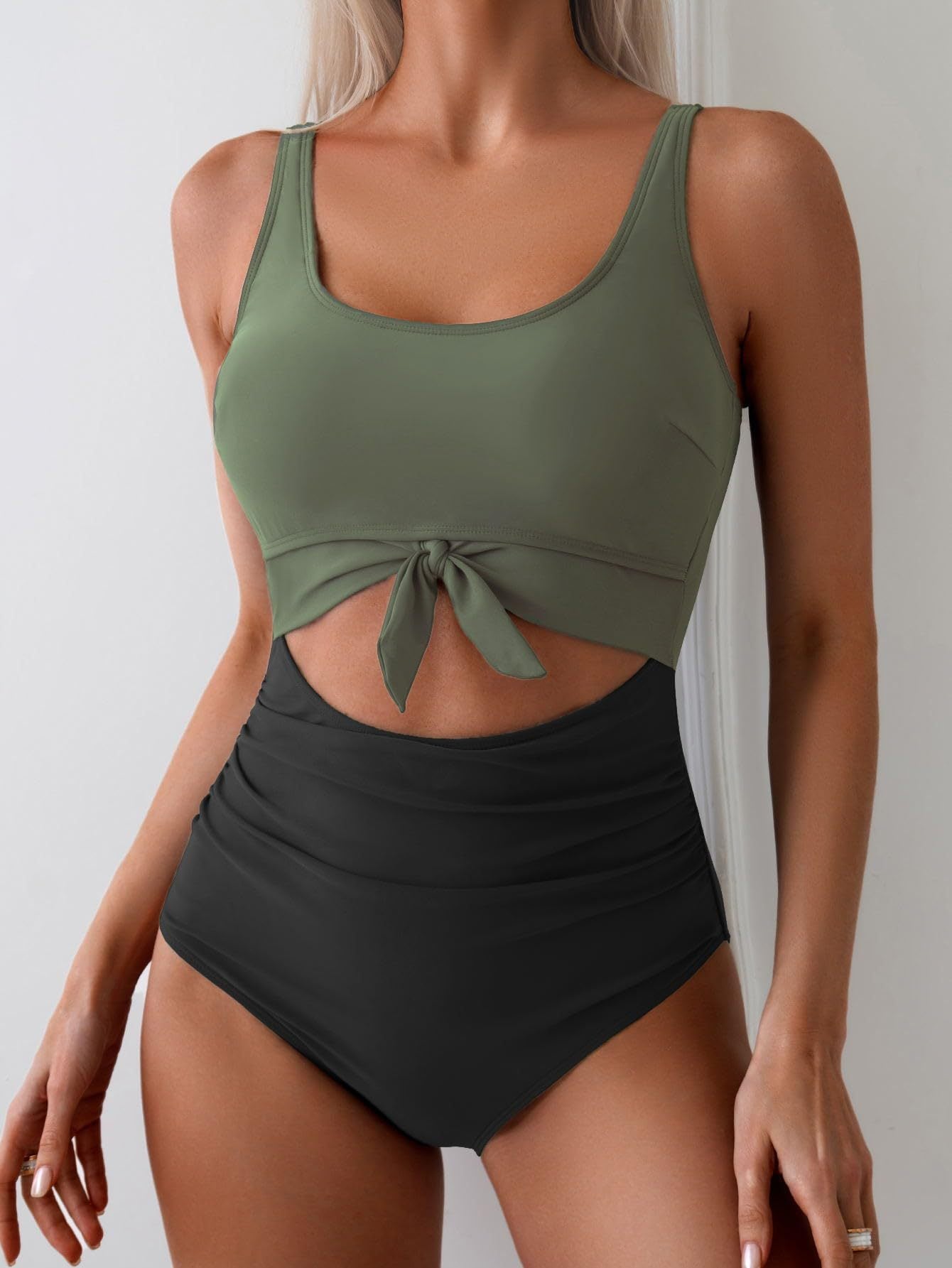 🔥2025 SUMMER 50% OFF🎁Ruched Tie-Knot Tummy Control One-Piece Swimsuit