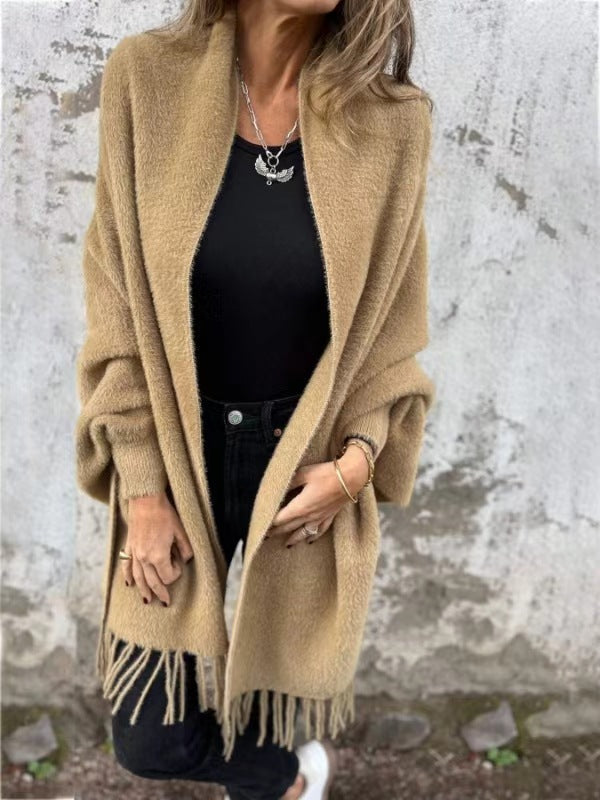 🍂Autumn/Special Offer🍂Women's Long Sleeve Casual Tassel Shawl Coat