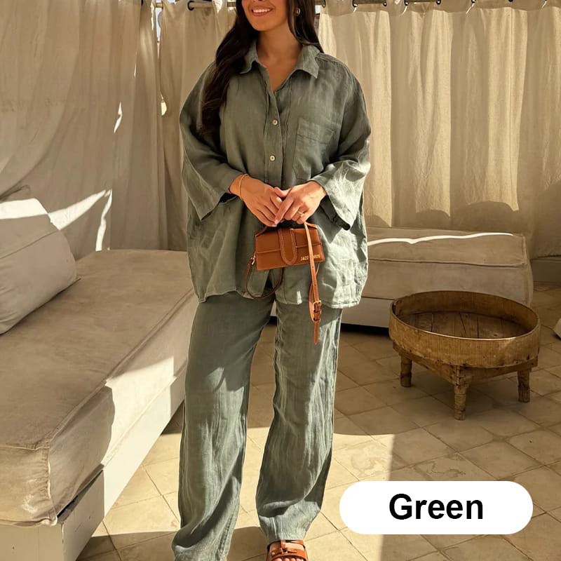 🔥Early Autumn Offers-50% OFF🔥Women's Cotton Linen Shirt and Pants Set