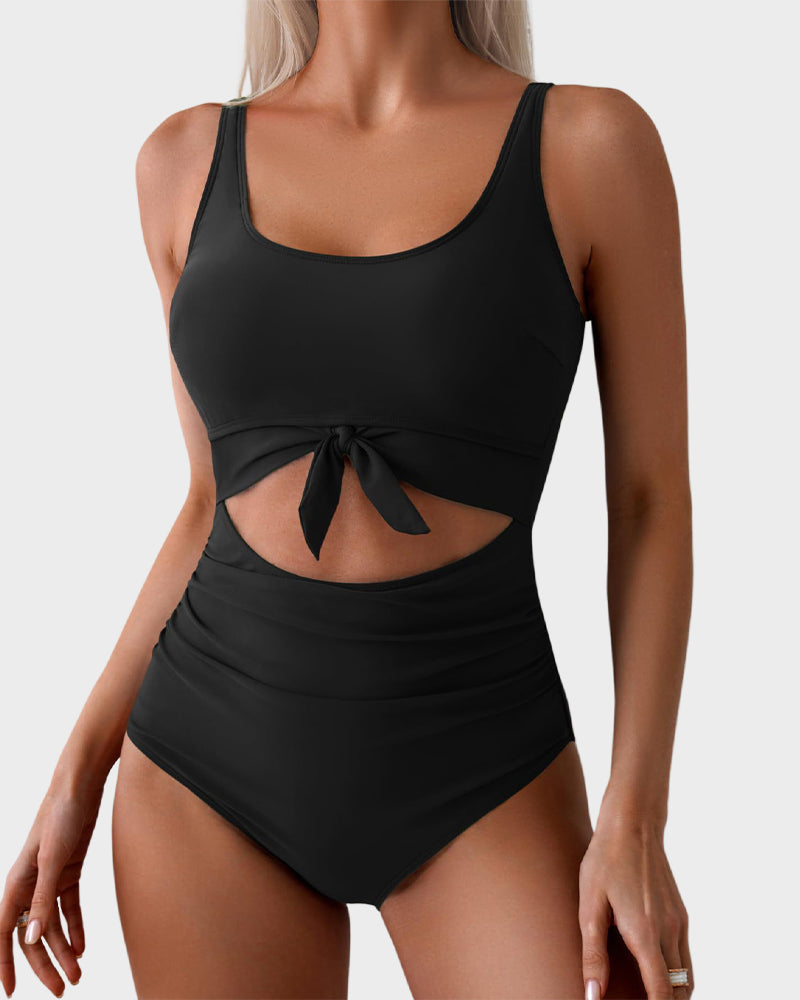 🔥2025 SUMMER 50% OFF🎁Ruched Tie-Knot Tummy Control One-Piece Swimsuit