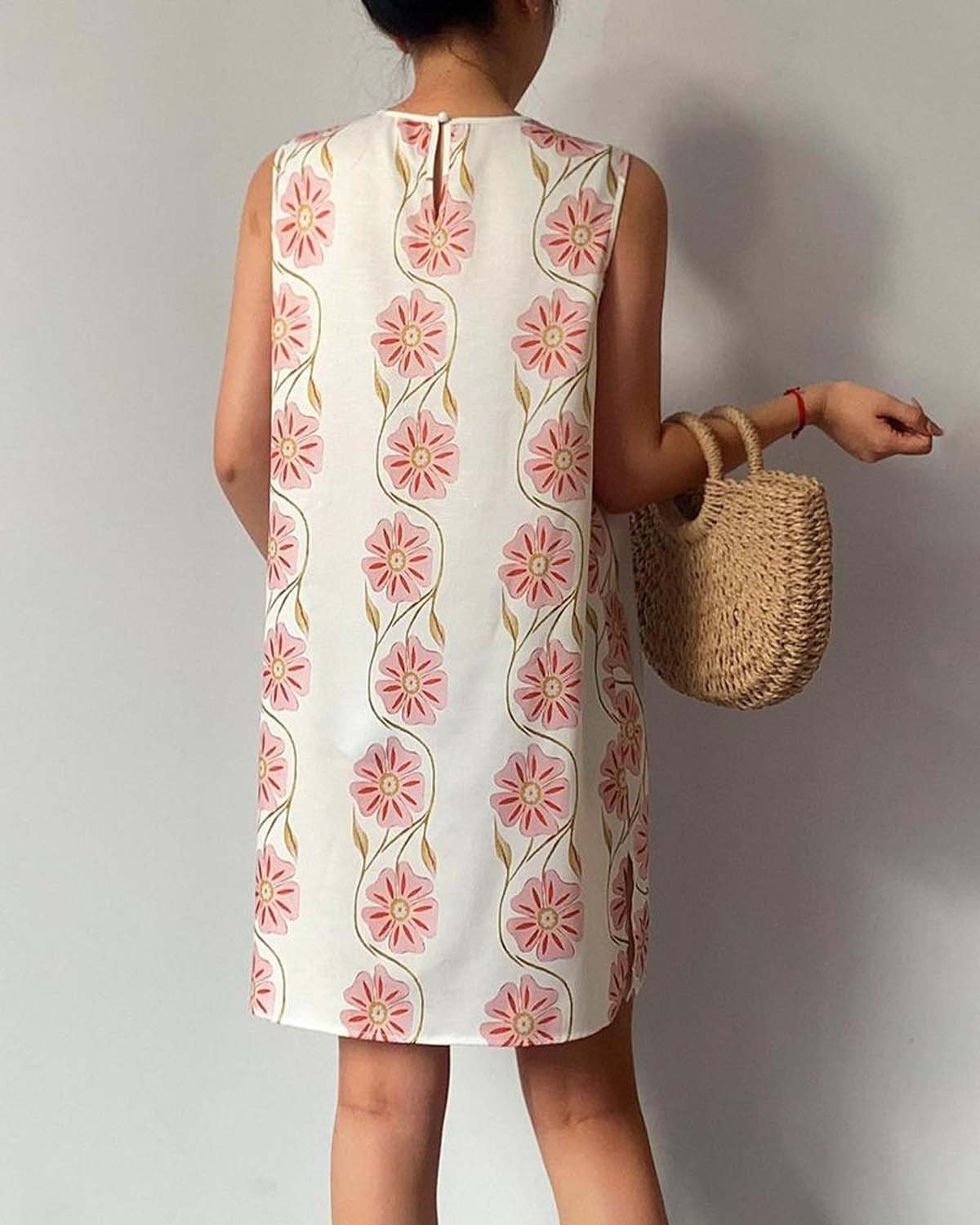 💜 LAST DAY PROMOTION - 50%OFF 💜Women's Casual Sleeveless Floral Print Dress