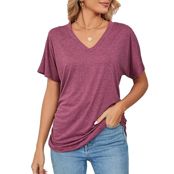 💕Hot Promotion- UP TO 49% OFF🌷V-Neck Solid Color Loose Ladies Tops