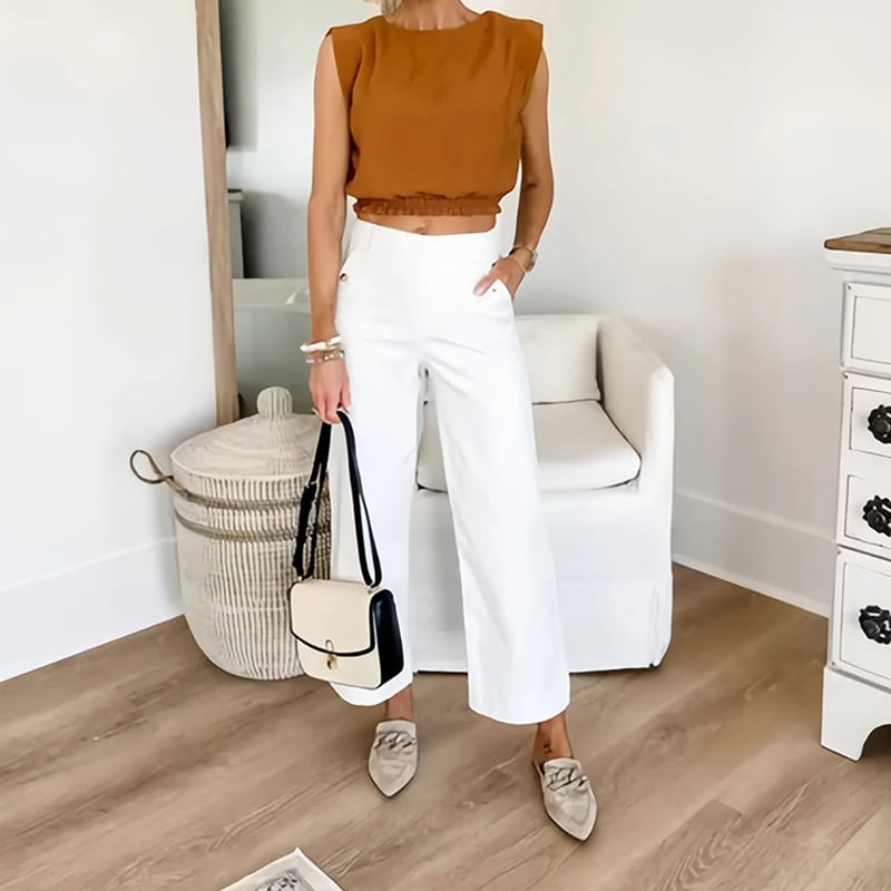 ⏳ Limited time 50% off! 💥Stretch Twill Cropped Wide Leg Pants | High Waist + Stretch Twill(The more you buy, the higher the discount)
