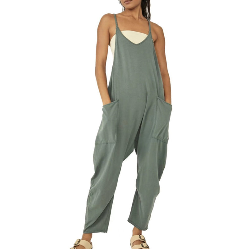 🌟Summer Sale- 49% OFF❤️🔥Solid V-Neck Sling Pocket Jumpsuit