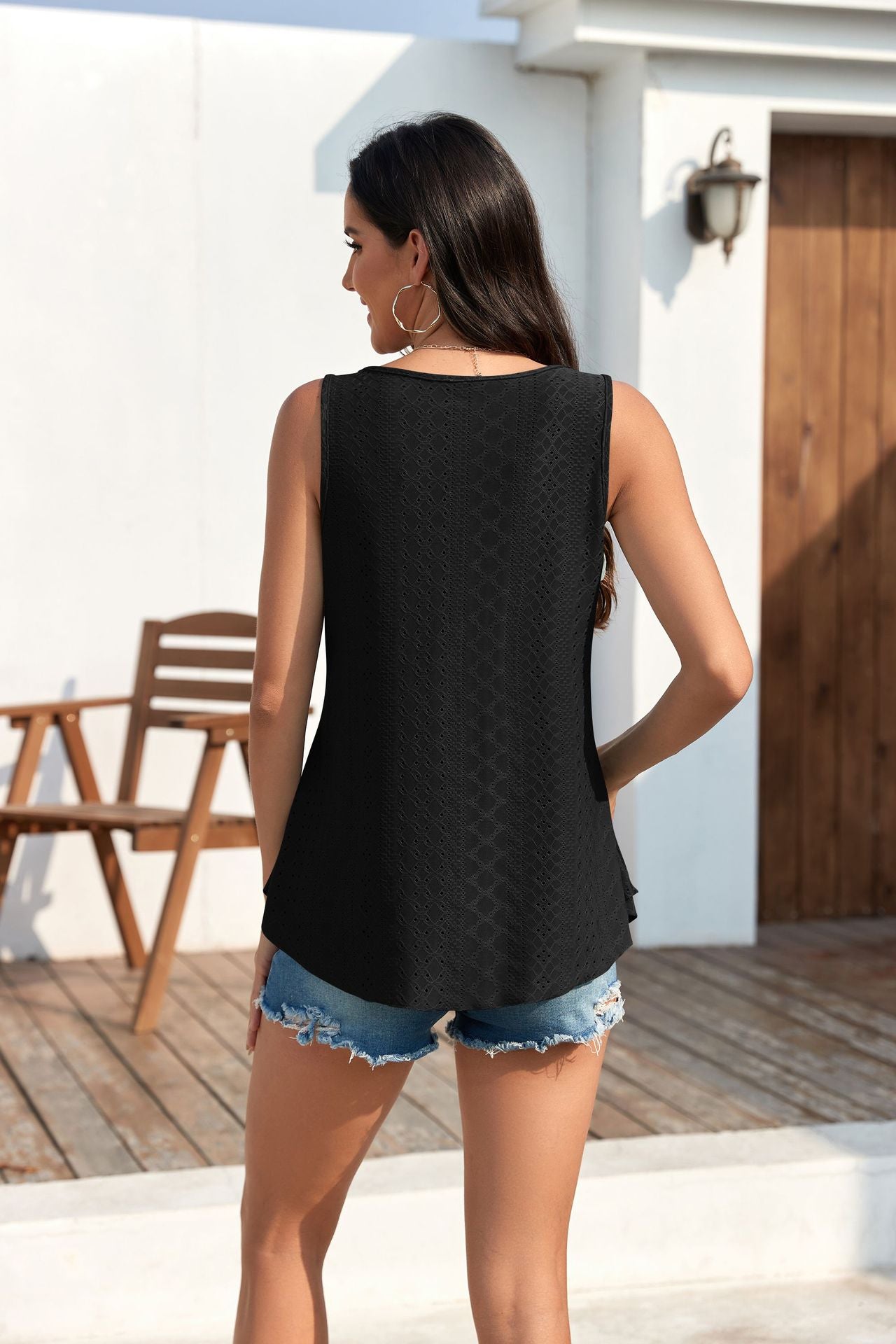 🔥Hot Sale 50% OFF💥Buy 2 Get 10% Off🔥Womens Tank Tops Sleeveless EyeletEmbroidery Scoop Neck Loose Fit Casual SummerFlowy