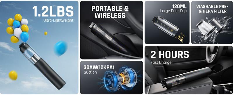 ð¥LAST DAY SALE 49% OFFð¥ððSlim V8 Mate Cordless Car Vacuum High Power 12000Pa/30AW
