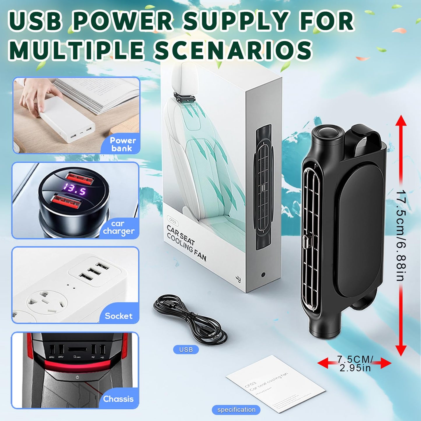 ⏳ Limited Time Deal 49% OFF🔥🔥 - Car Seat Cooling Fan❄️