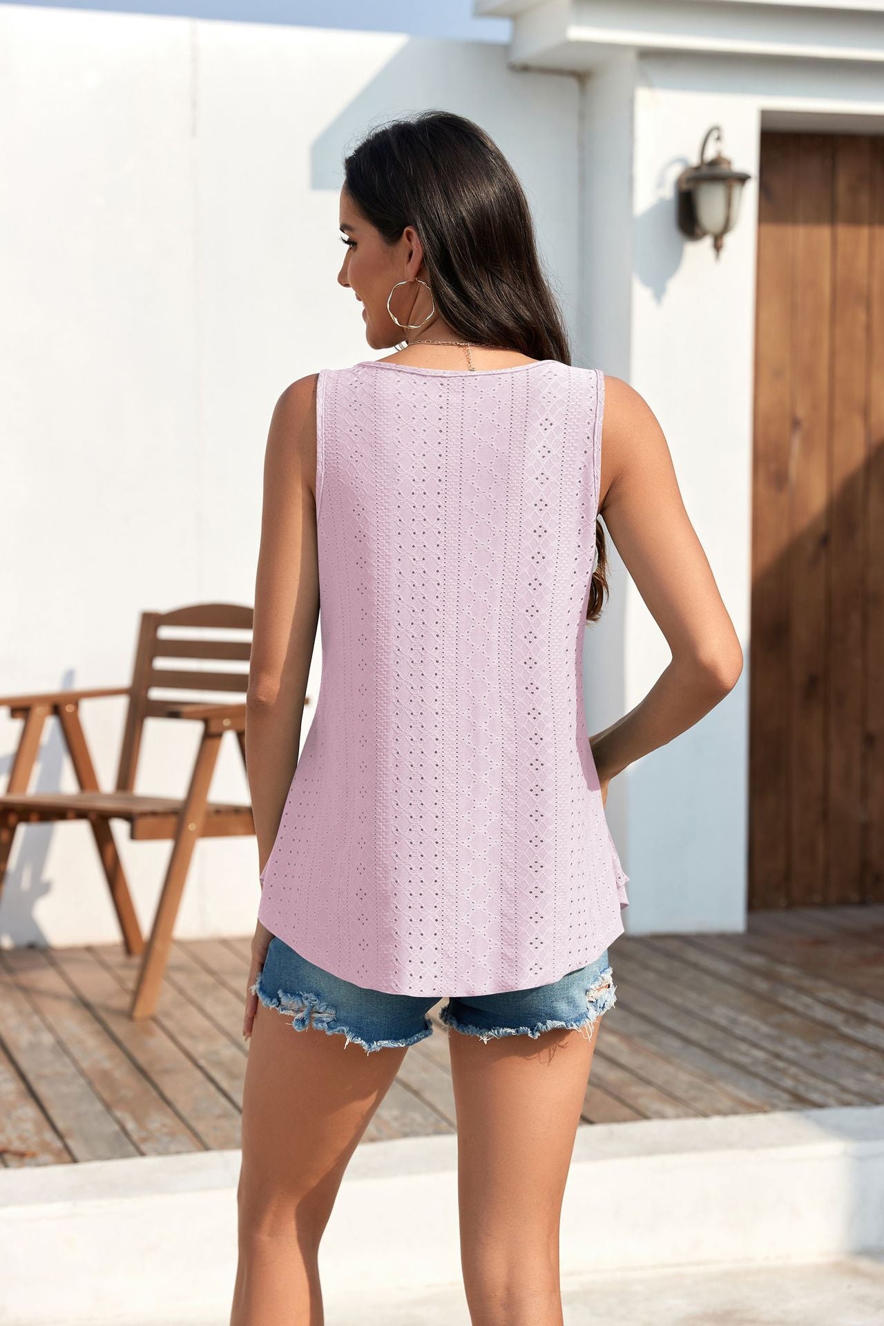 🔥Hot Sale 50% OFF💥Buy 2 Get 10% Off🔥Womens Tank Tops Sleeveless EyeletEmbroidery Scoop Neck Loose Fit Casual SummerFlowy