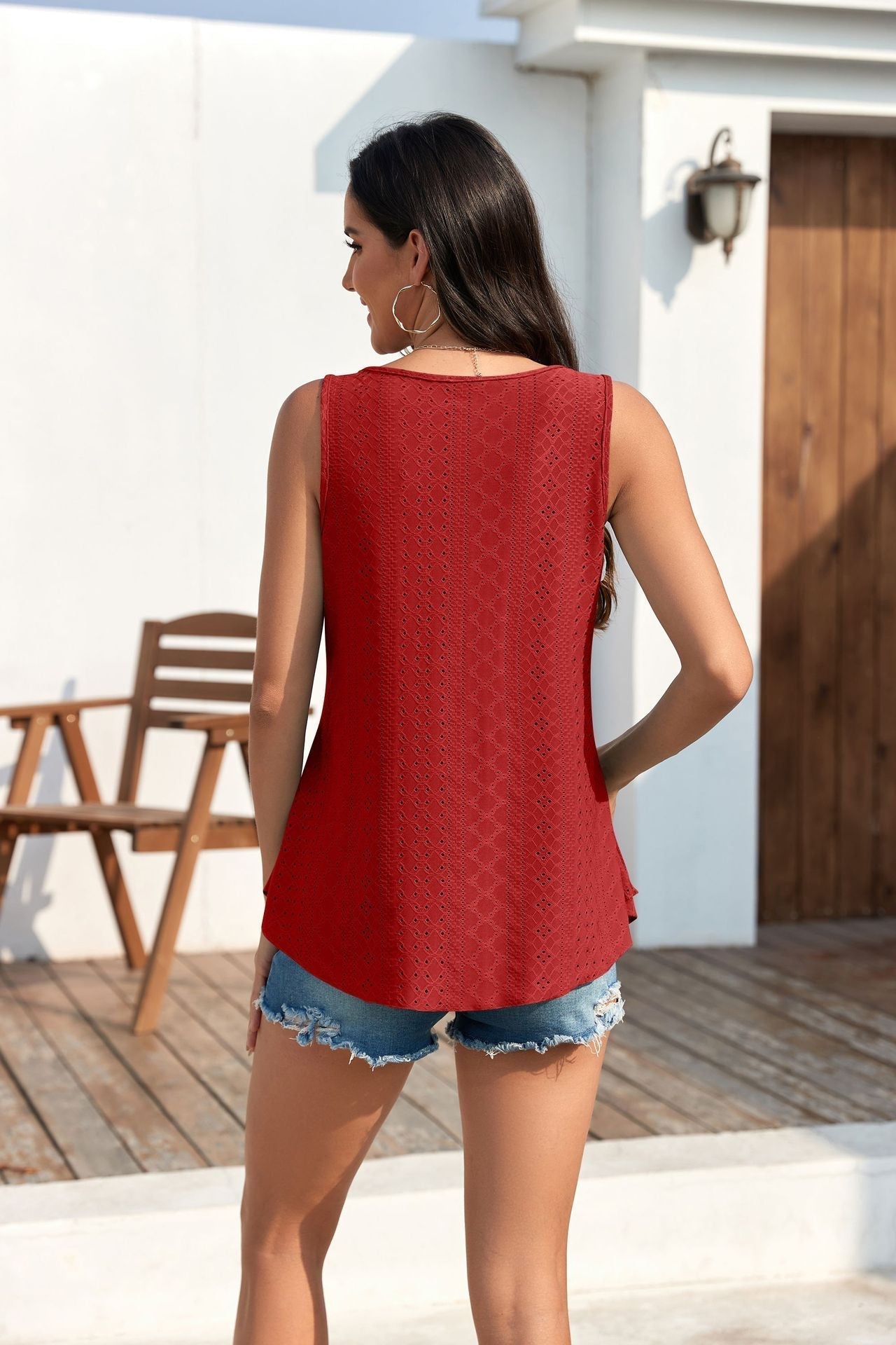 🔥Hot Sale 50% OFF💥Buy 2 Get 10% Off🔥Womens Tank Tops Sleeveless EyeletEmbroidery Scoop Neck Loose Fit Casual SummerFlowy