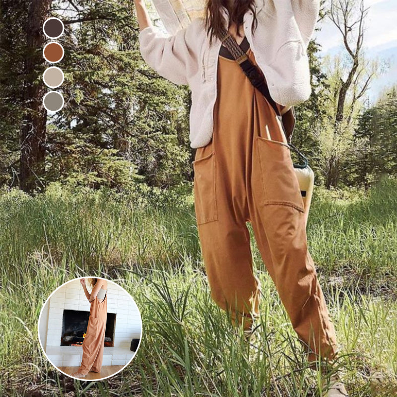 🌟Summer Sale- 49% OFF❤️🔥Solid V-Neck Sling Pocket Jumpsuit