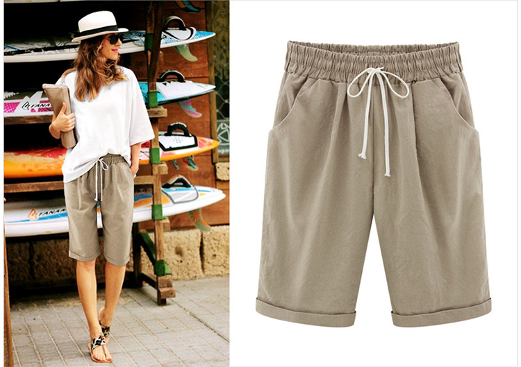 🔥Summer Hot Sales - 50% OFF🔥Plus Size Solid Color Elastic Waist Loose Cropped Shorts