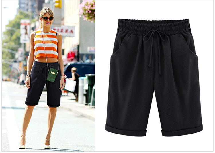 🔥Summer Hot Sales - 50% OFF🔥Plus Size Solid Color Elastic Waist Loose Cropped Shorts