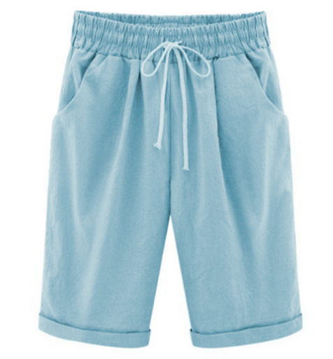 🔥Summer Hot Sales - 50% OFF🔥Plus Size Solid Color Elastic Waist Loose Cropped Shorts