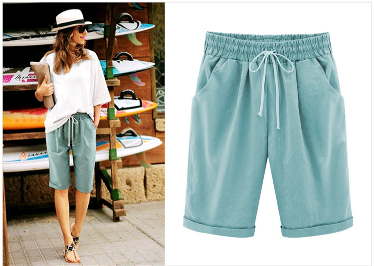 🔥Summer Hot Sales - 50% OFF🔥Plus Size Solid Color Elastic Waist Loose Cropped Shorts