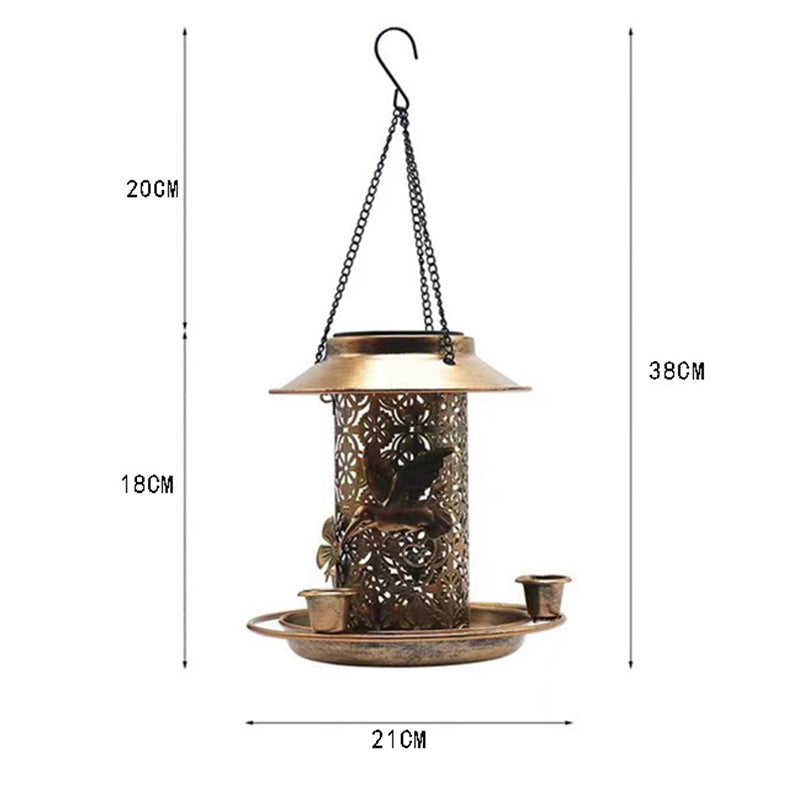 Hanging Metal Solar Bird Feeder for Outdoors