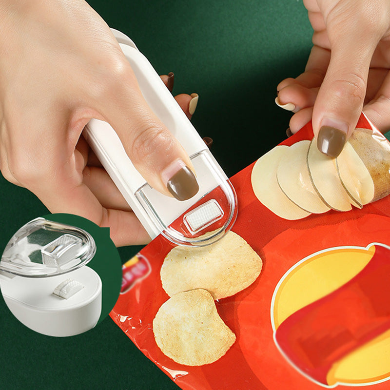 2 in 1 Handheld Portable Food Storage Bag Sealer with Cutter