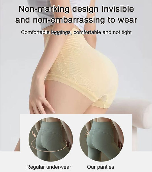 High Waisted Tummy Control & Hip Lifting Seamless Mugwort Antibacterial Panties
