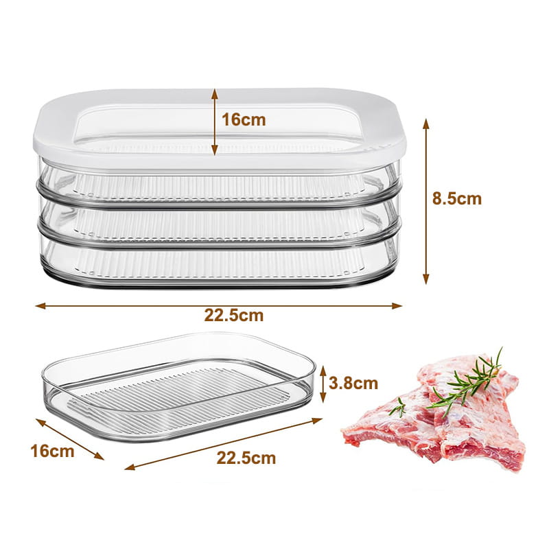 3 Layer Reusable Food Storage Containers with Lid Clear Fridge Crisper