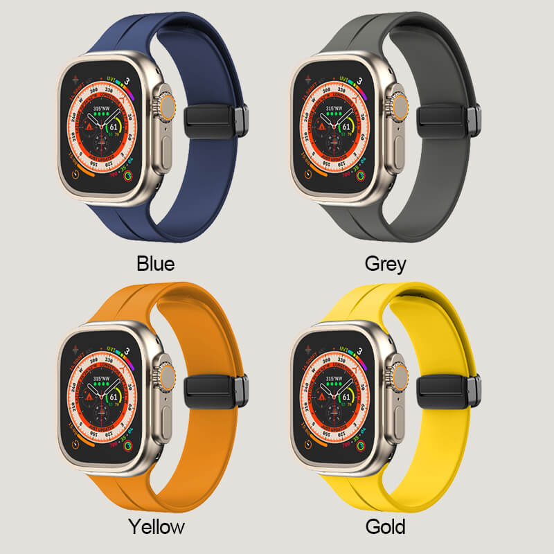 Magnetic folding buckle silicone strap for iwatch