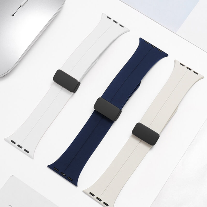Magnetic folding buckle silicone strap for iwatch