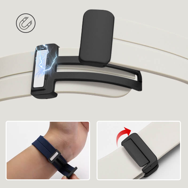 Magnetic folding buckle silicone strap for iwatch