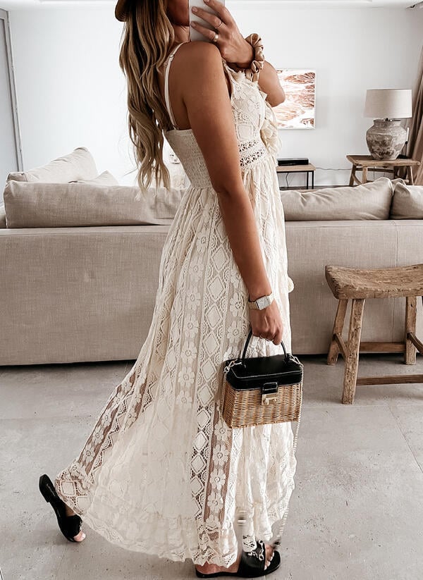 V-Neck Lace-Up Strappy Dress