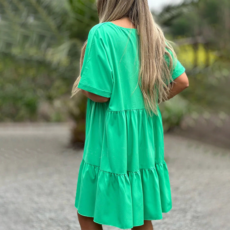 🌷LIMITED TIME OFFER 50% OFF🌷V Neck Ruffle Hem Babydoll Dress
