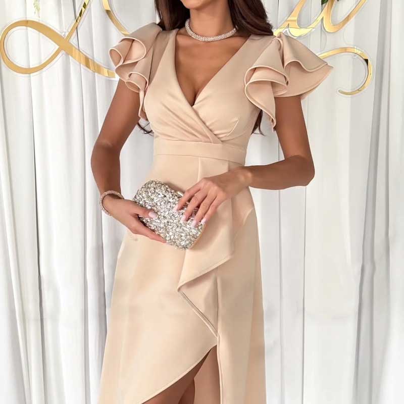 Sexy V-Neck Flutter Sleeve Dress(50% OFF)