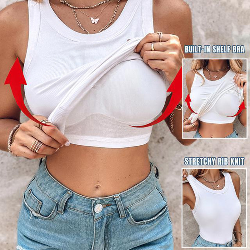💖Ribbed Stretchy Tank Top with Shelf Bra