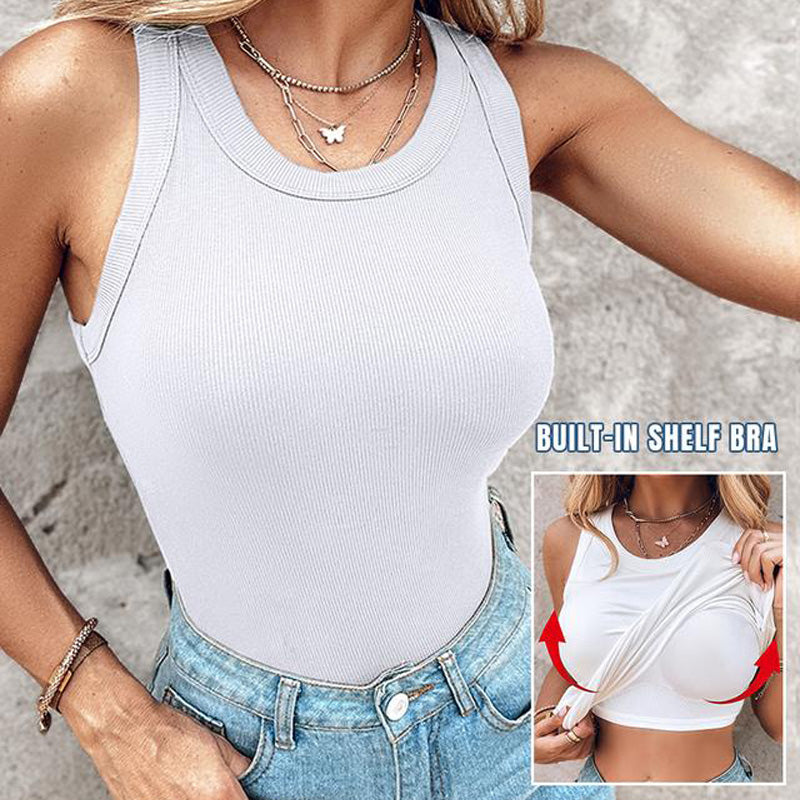 💖Ribbed Stretchy Tank Top with Shelf Bra