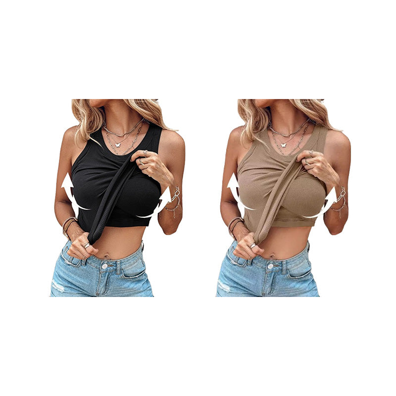 💖Ribbed Stretchy Tank Top with Shelf Bra