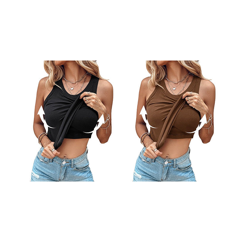 💖Ribbed Stretchy Tank Top with Shelf Bra