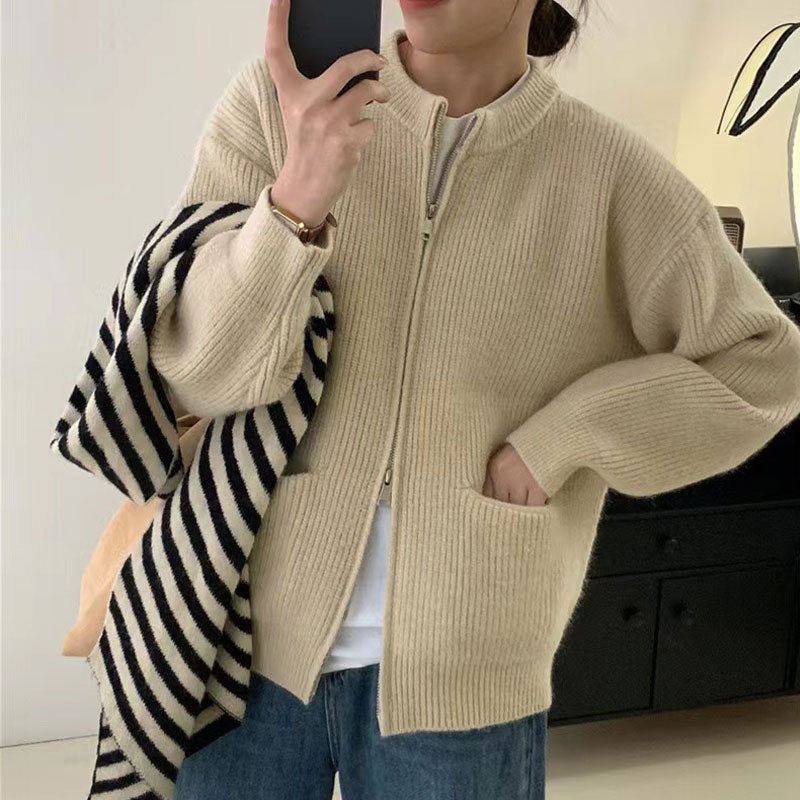 💥Limit Time 49% OFF🎉Women's Knitted Round Neck Double Zip Coat