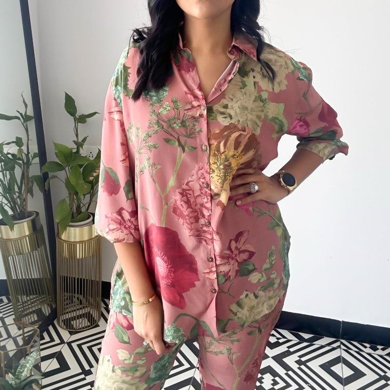 🌹2025 New Year Sales - 58% OFF🌸Casual Floral Print Two-Piece Set 💕
