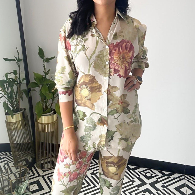🌹2025 New Year Sales - 58% OFF🌸Casual Floral Print Two-Piece Set 💕