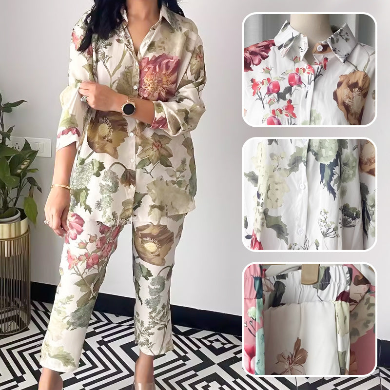 🌹2025 New Year Sales - 58% OFF🌸Casual Floral Print Two-Piece Set 💕