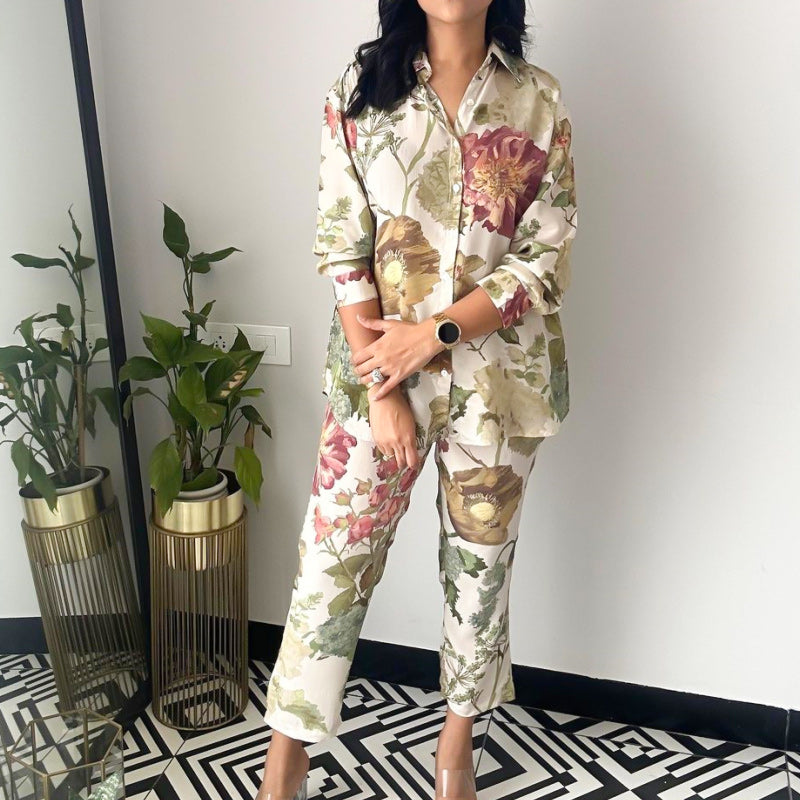 🌹2025 New Year Sales - 58% OFF🌸Casual Floral Print Two-Piece Set 💕