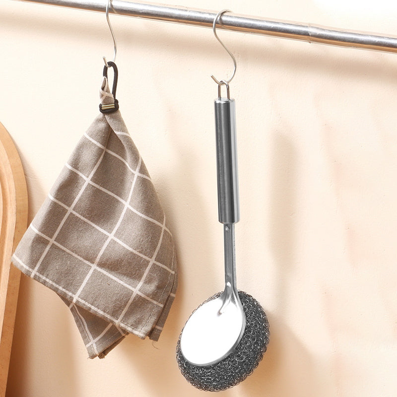 Multi-Purpose Stainless Steel Scrub Brush with Handle