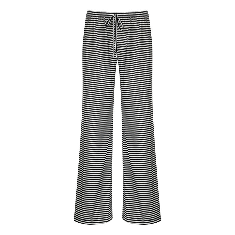 Loose and Casual Low-Waist Striped Pants