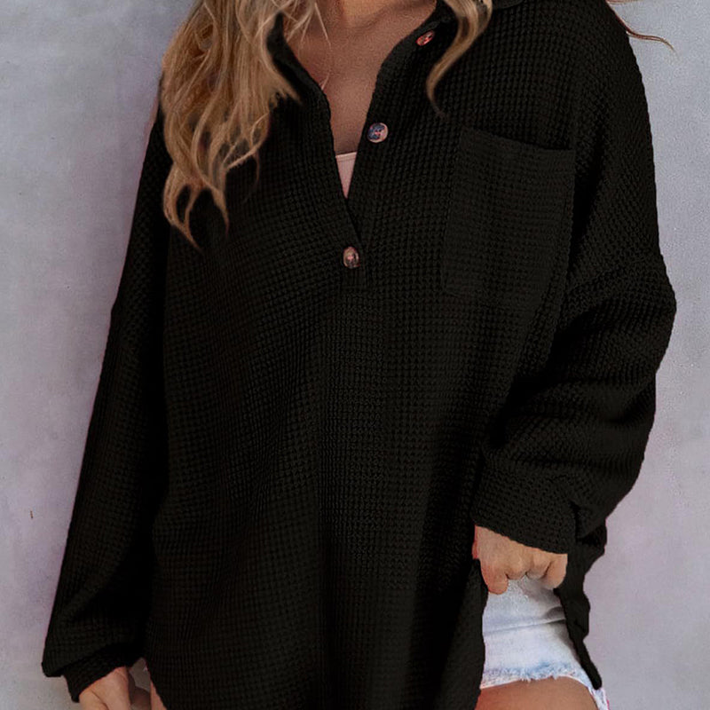 đ„Last Week Promotion 49% Offâš2024 New Womenâs Loose Solid Color Waffle Knit Shirt Jacket