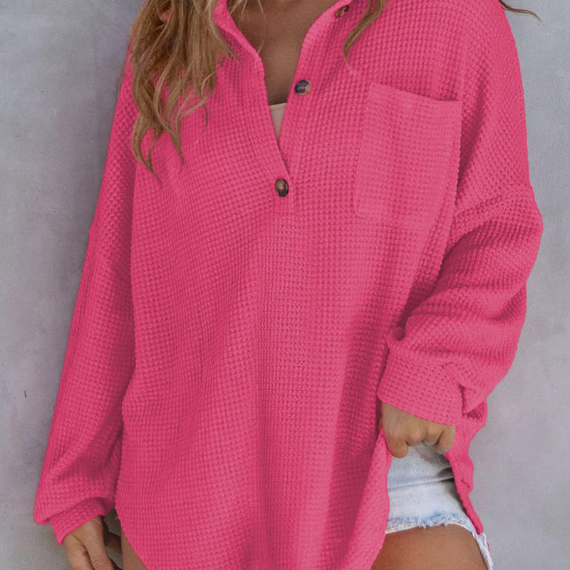 đ„Last Week Promotion 49% Offâš2024 New Womenâs Loose Solid Color Waffle Knit Shirt Jacket