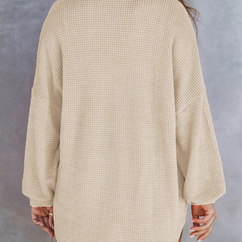 đ„Last Week Promotion 49% Offâš2024 New Womenâs Loose Solid Color Waffle Knit Shirt Jacket