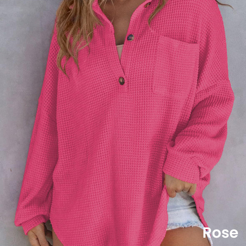 đ„Last Week Promotion 49% Offâš2024 New Womenâs Loose Solid Color Waffle Knit Shirt Jacket