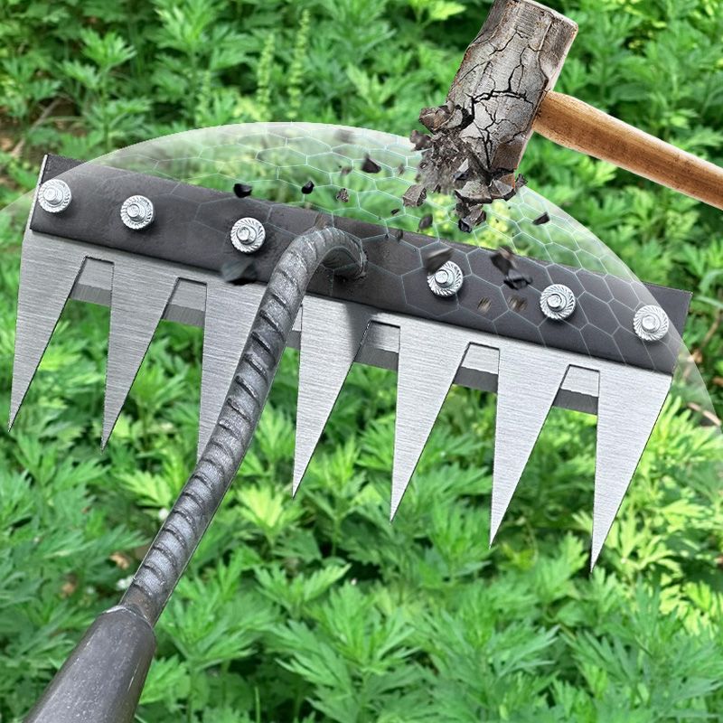 🔥Hot Sale🔥5/6/7/8 Teeth Carbon Steel Garden Weeding Rake