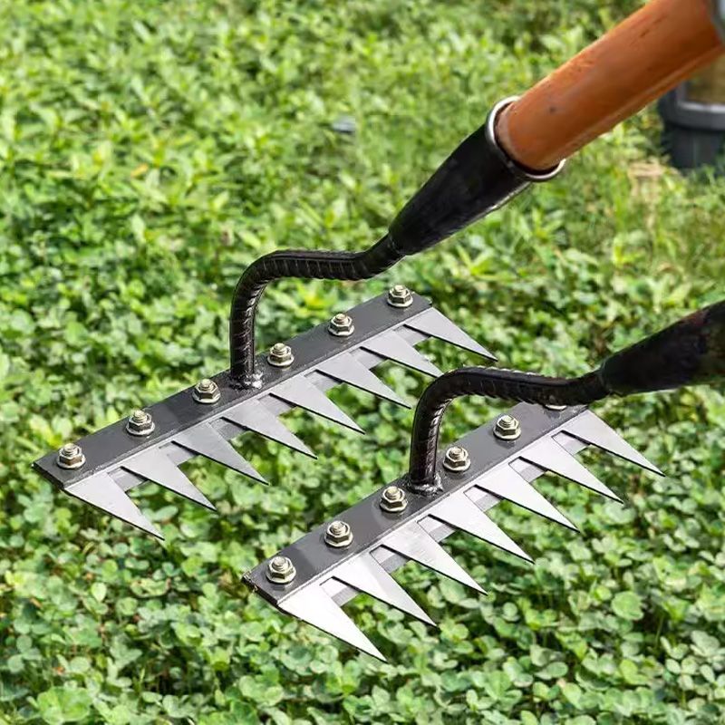 🔥Hot Sale🔥5/6/7/8 Teeth Carbon Steel Garden Weeding Rake