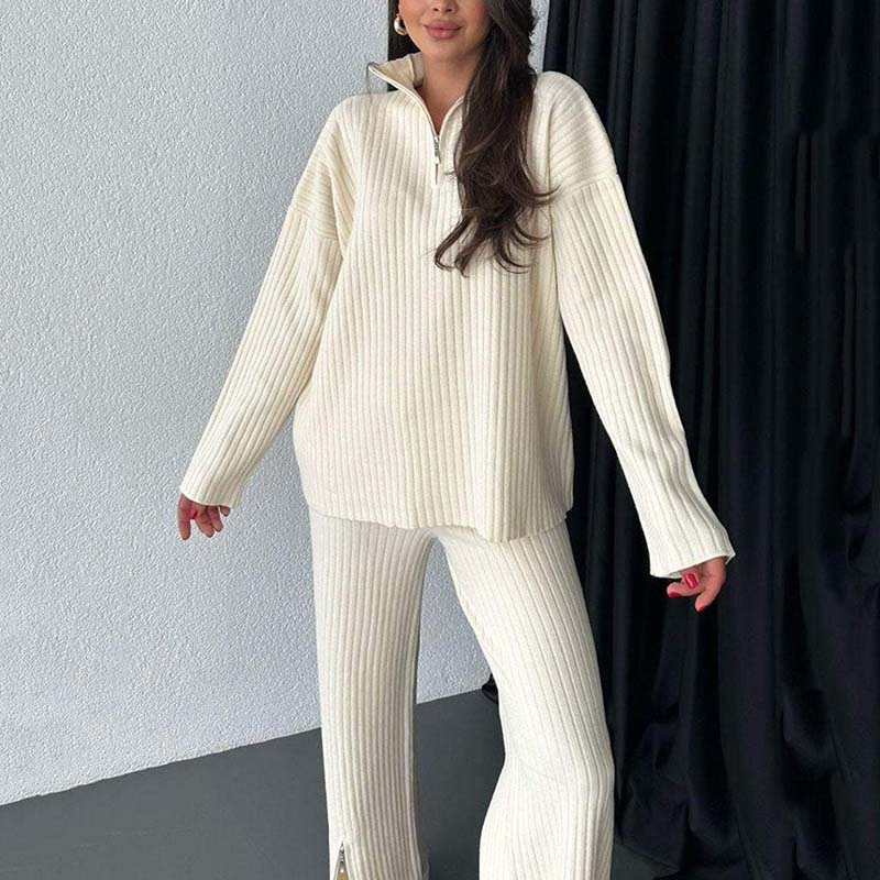 Women's Cozy Ribbed Knit Two-Piece Set with Slit-Leg Pants💖FREE SHIPPING