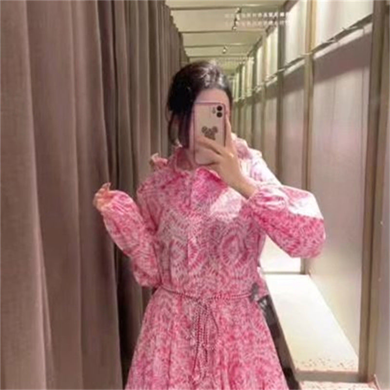 Women’s Long-Sleeve Printed Shirt Dress