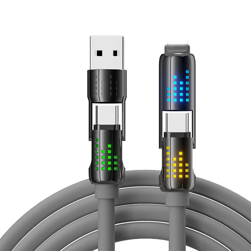 ⚡All-New Upgrade-4-in-1 Fast Charging Data Cable with Breathing Light