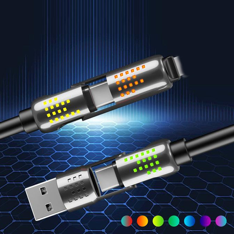 ⚡All-New Upgrade-4-in-1 Fast Charging Data Cable with Breathing Light