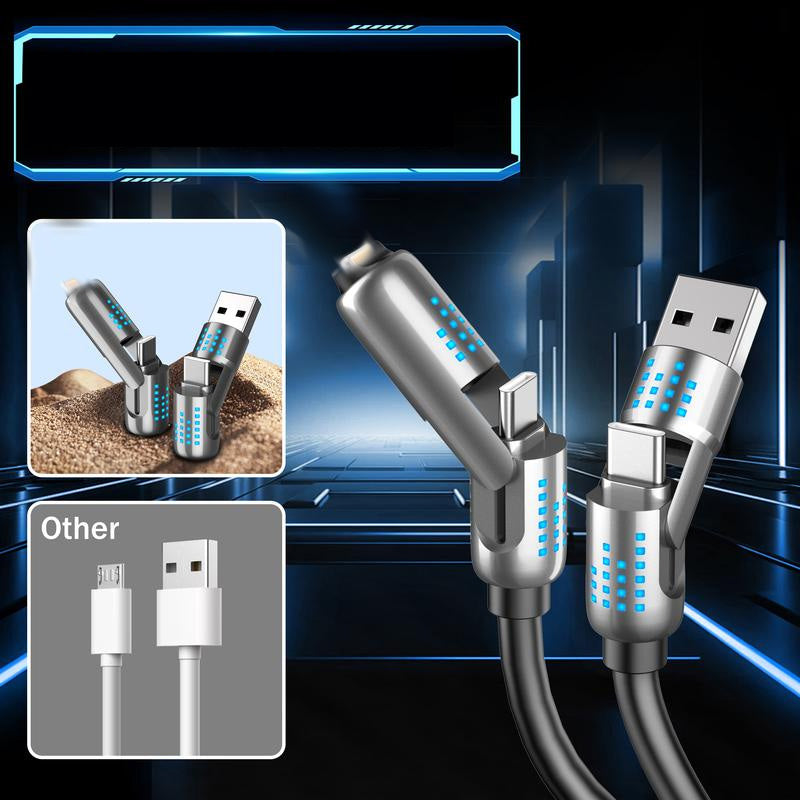 ⚡All-New Upgrade-4-in-1 Fast Charging Data Cable with Breathing Light